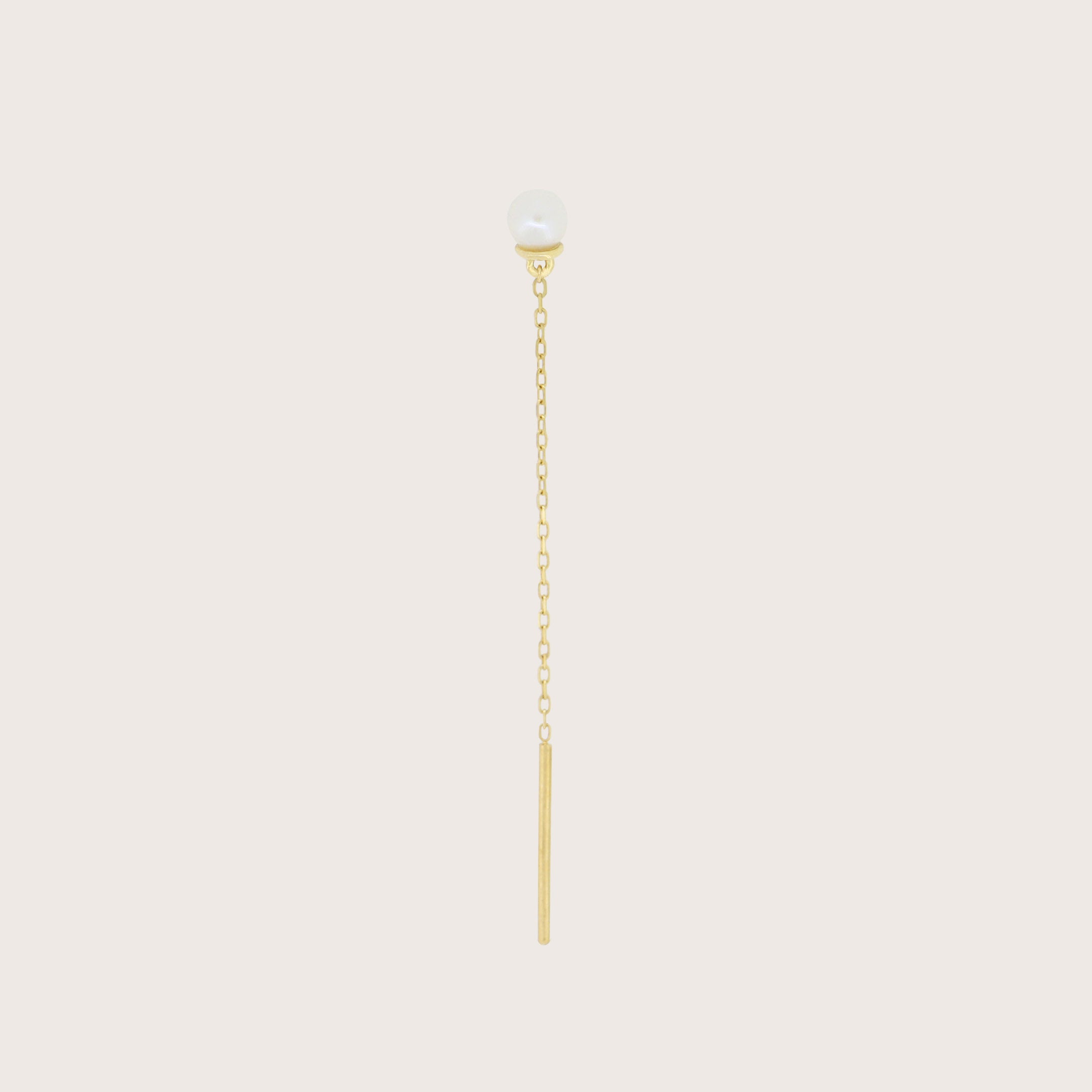Single Pearl Drape Earring