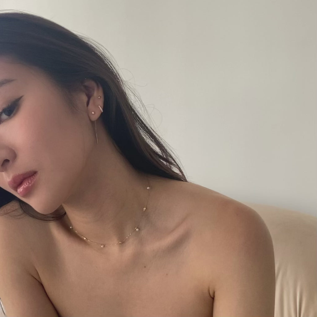 Single Diamond Drape Earring