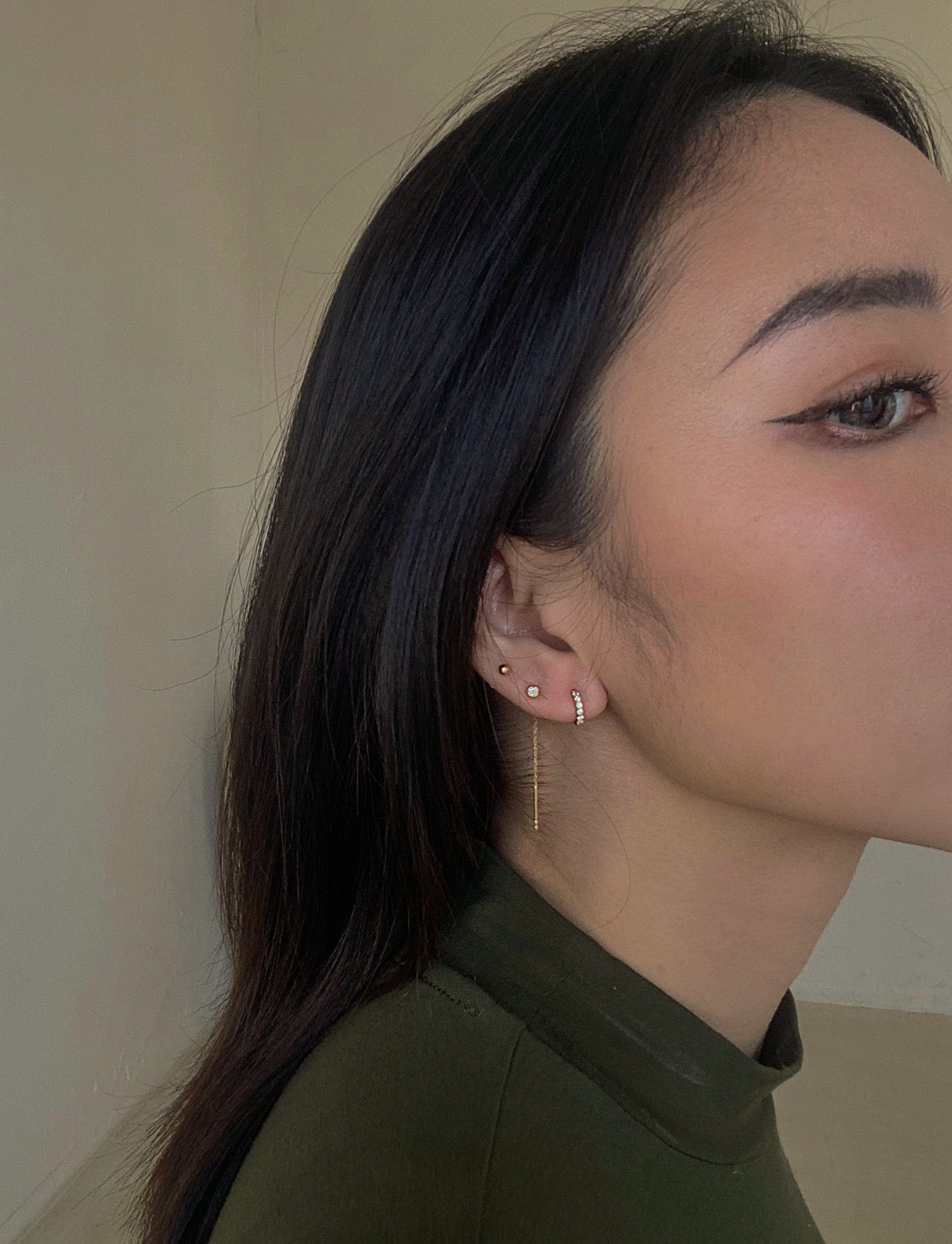 Single Diamond Drape Earring
