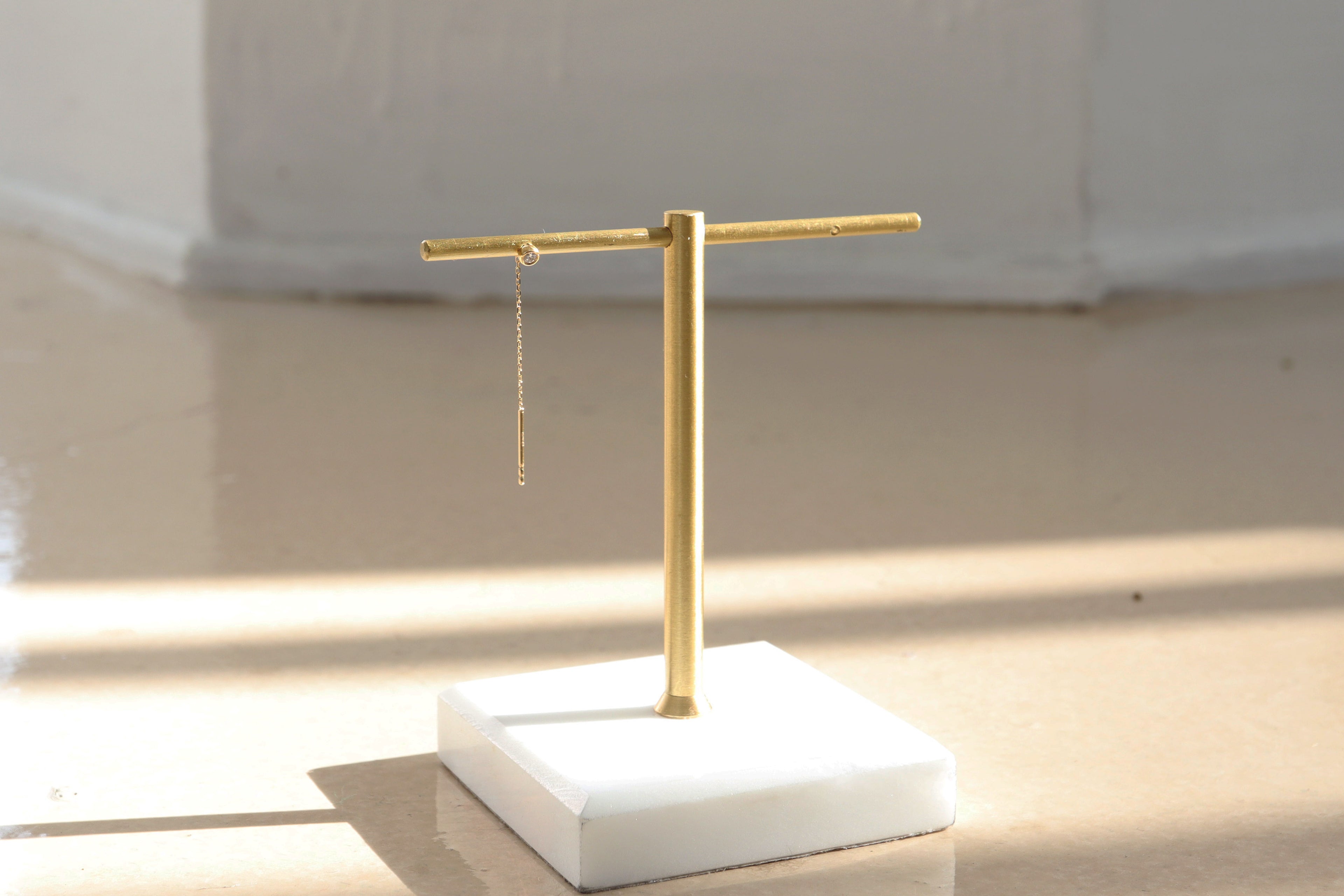 Single Diamond Drape Earring
