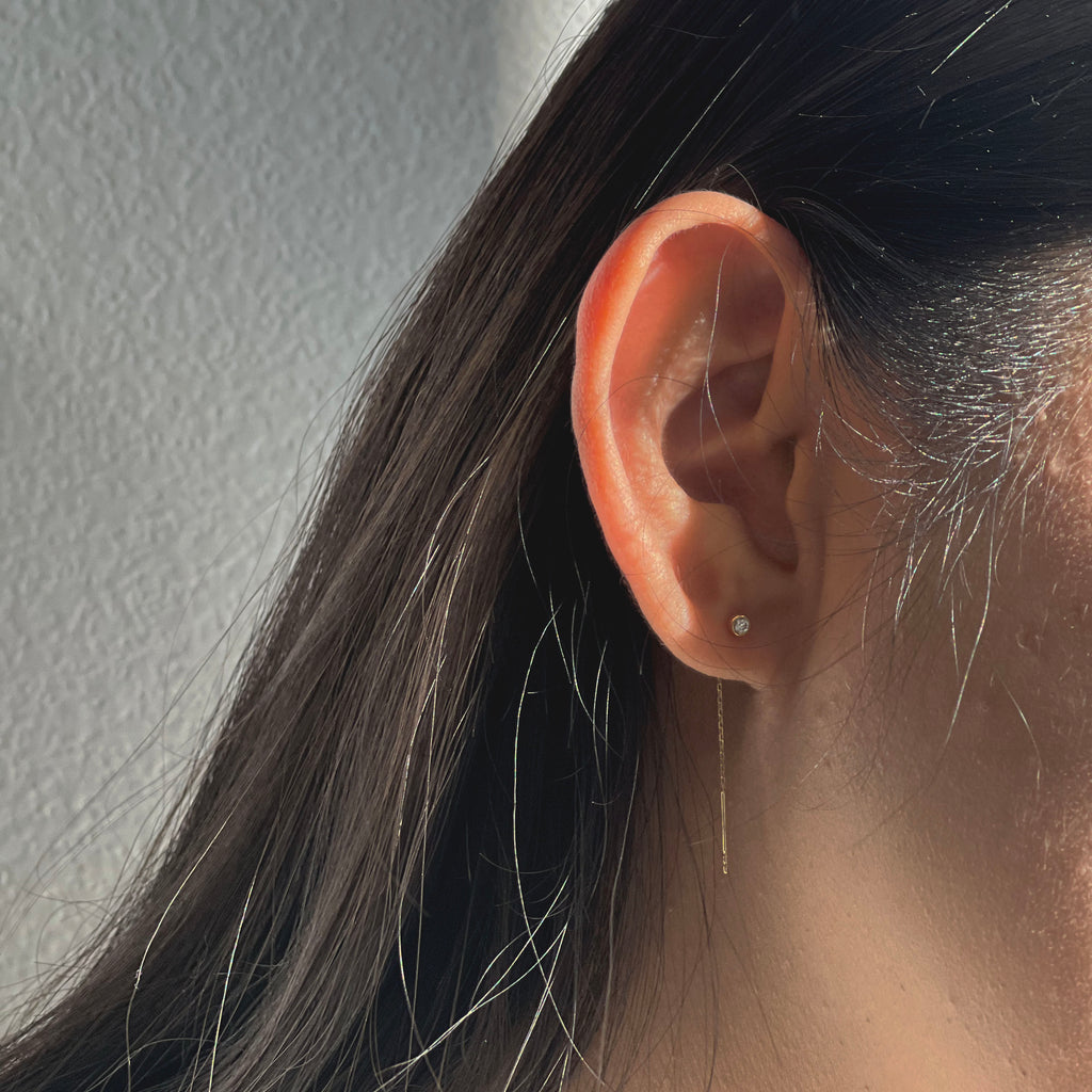 Single Diamond Drape Earring